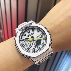 comic sport unisex led watch, dual display digital analog timepiece, automatic hand lift light wrist watch for men women