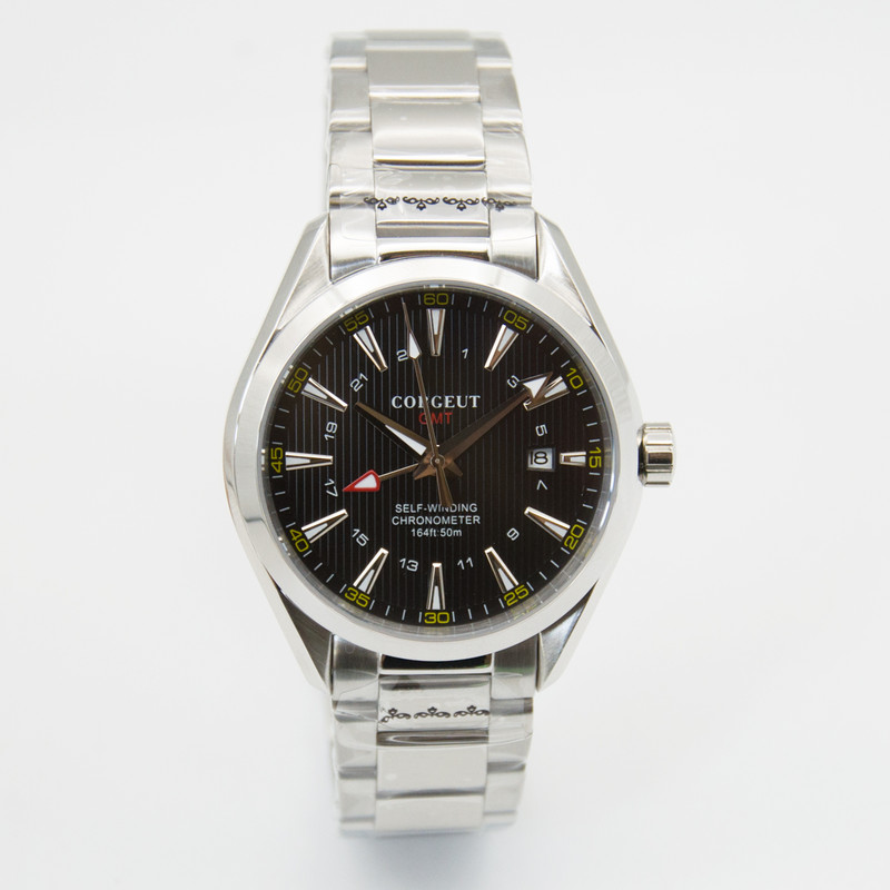 GMT Automatic Watch for Man, Sapphire Crystal, Luminous Hands, Waterproof Stainless Steel Mechanical Watch