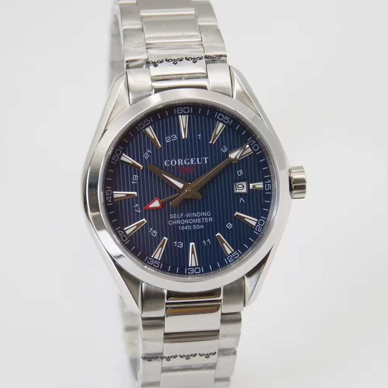 GMT Automatic Watch for Man, Sapphire Crystal, Luminous Hands, Waterproof Stainless Steel Mechanical Watch