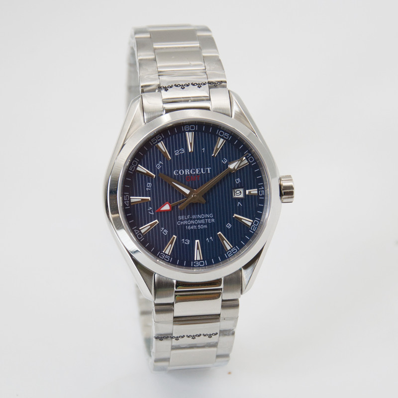 GMT Automatic Watch for Man, Sapphire Crystal, Luminous Hands, Waterproof Stainless Steel Mechanical Watch