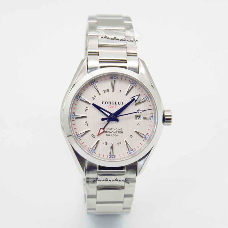 GMT Automatic Watch for Man, Sapphire Crystal, Luminous Hands, Waterproof Stainless Steel Mechanical Watch