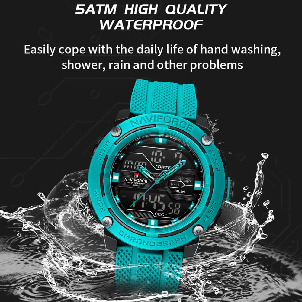Men Waterproof Sport Watch, Quartz Digital Dual Time Wristwatch, Military Stopwatch Reloj Hombre