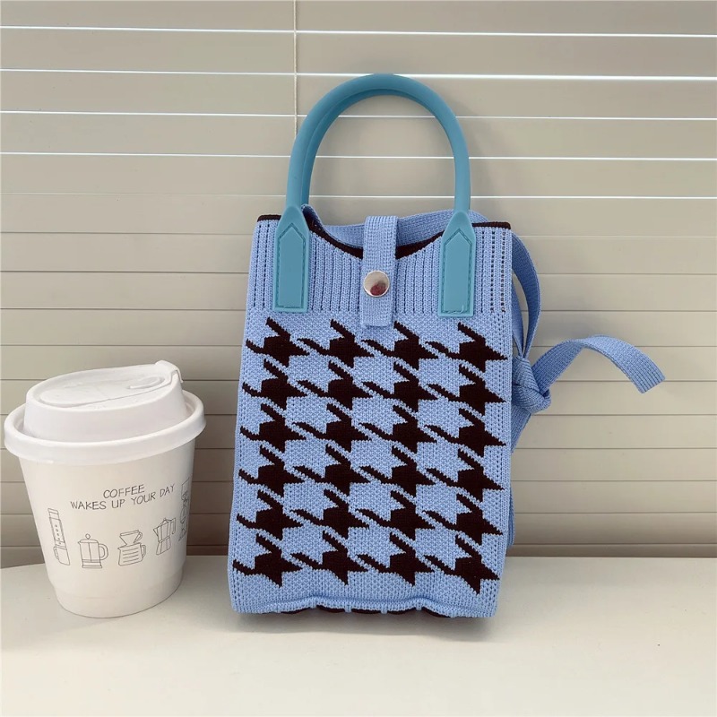 Women Korean Heart Knit Mini Square Handbag Small Shoulder Bag Girls Cute Outdoor Crossbody Purse F 2