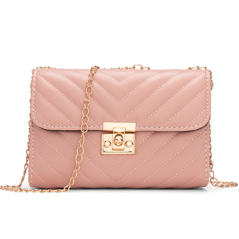 Lingge Chain Small Square Bag for Women, Stylish Lock Buckle Crossbody, Textured Shoulder Handbag for Casual Outfits