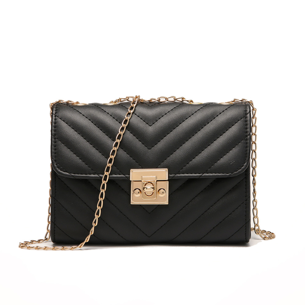 Lingge Chain Small Square Bag for Women, Stylish Lock Buckle Crossbody, Textured Shoulder Handbag for Casual Outfits