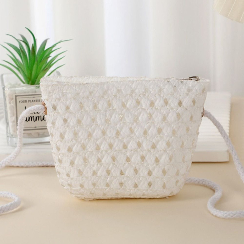 Mini Straw Bag for Summer, Hollow Handwoven Crossbody Bag, Shoulder Handbag, Kid Beach Purse, Wallet for Women and Girls