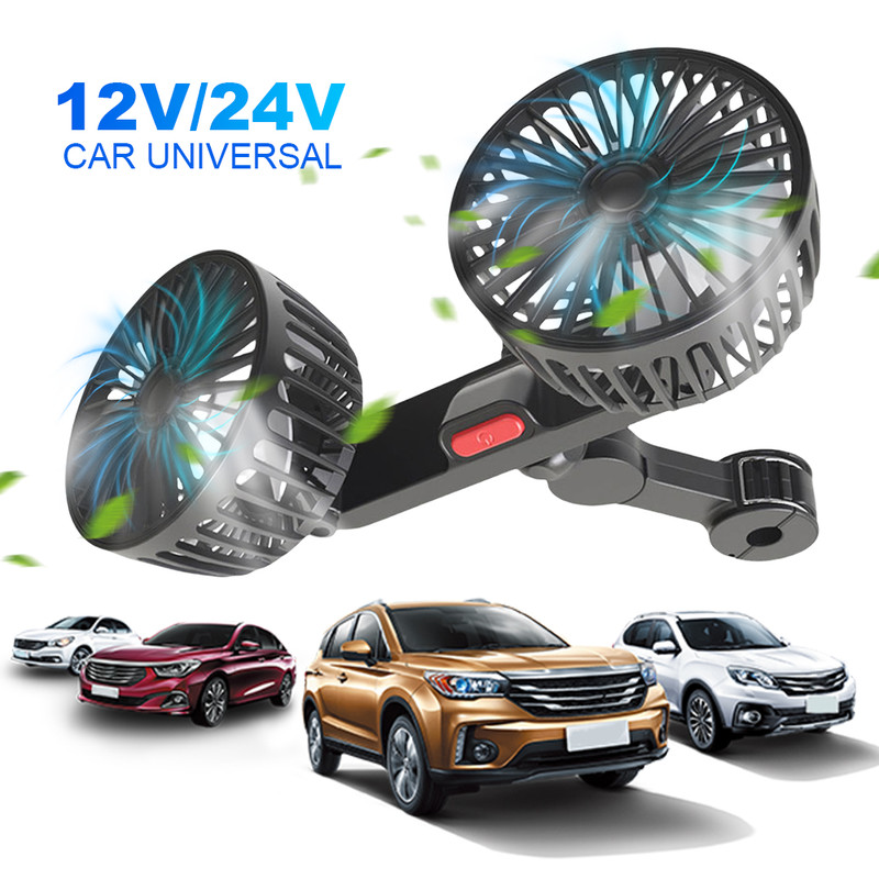 Car Cooling Fan USB Dual Head Fan, Powerful Electric Seat Back Cooler, 360 Degree Rotation for Auto Sedan