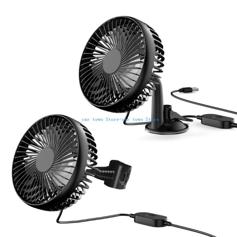 Powerful 3 Speed RXJE USB Fan, Rechargeable Portable Clip on Fan, Vehicle Cooling Fan for Car Truck SUV Tent RV