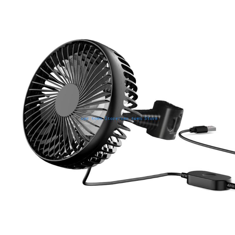 Powerful 3 Speed RXJE USB Fan, Rechargeable Portable Clip on Fan, Vehicle Cooling Fan for Car Truck SUV Tent RV