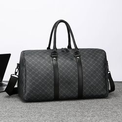 large capacity men black traveling bag, business travel luggage, classic printed handbag shoulder bag for men