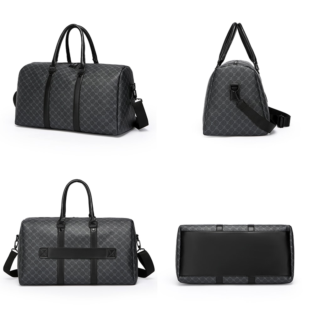 Large Capacity Men Black Traveling Bag, Business Travel Luggage, Classic Printed Handbag Shoulder Bag for Men