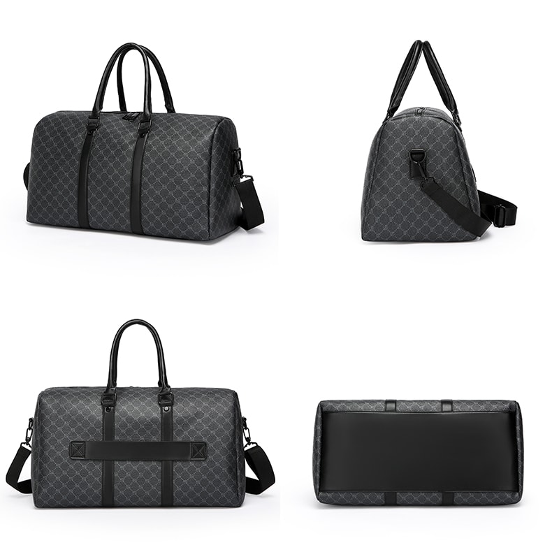 Large Capacity Men Black Traveling Bag, Business Travel Luggage, Classic Printed Handbag Shoulder Bag for Men