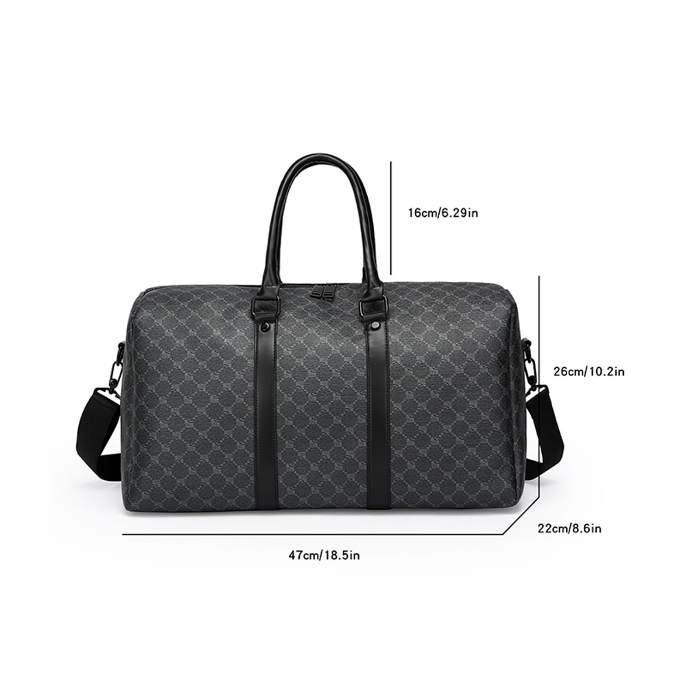 Large Capacity Men Black Traveling Bag, Business Travel Luggage, Classic Printed Handbag Shoulder Bag for Men