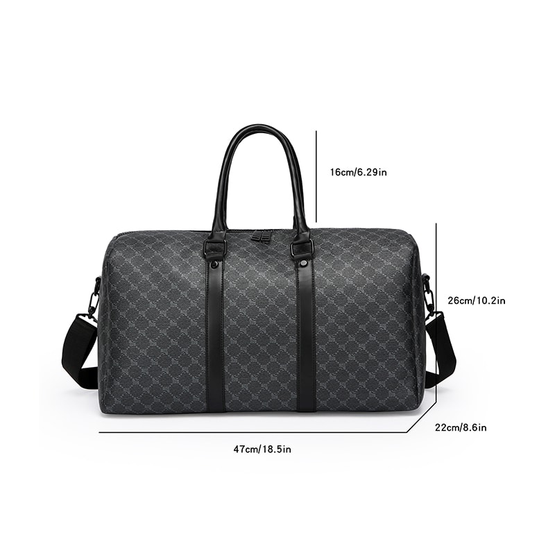 Large Capacity Men Black Traveling Bag, Business Travel Luggage, Classic Printed Handbag Shoulder Bag for Men