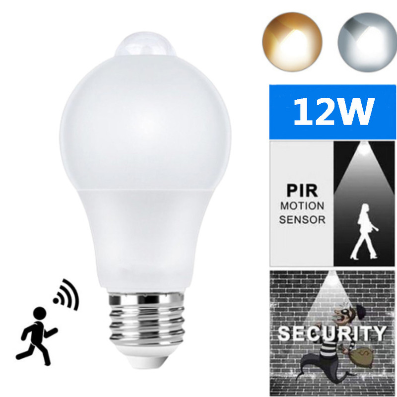 12W LED Motion Sensor Bulb PIR Sensor Light Auto ONOFF E27 Base Night Light For Home Parking Corrid 3