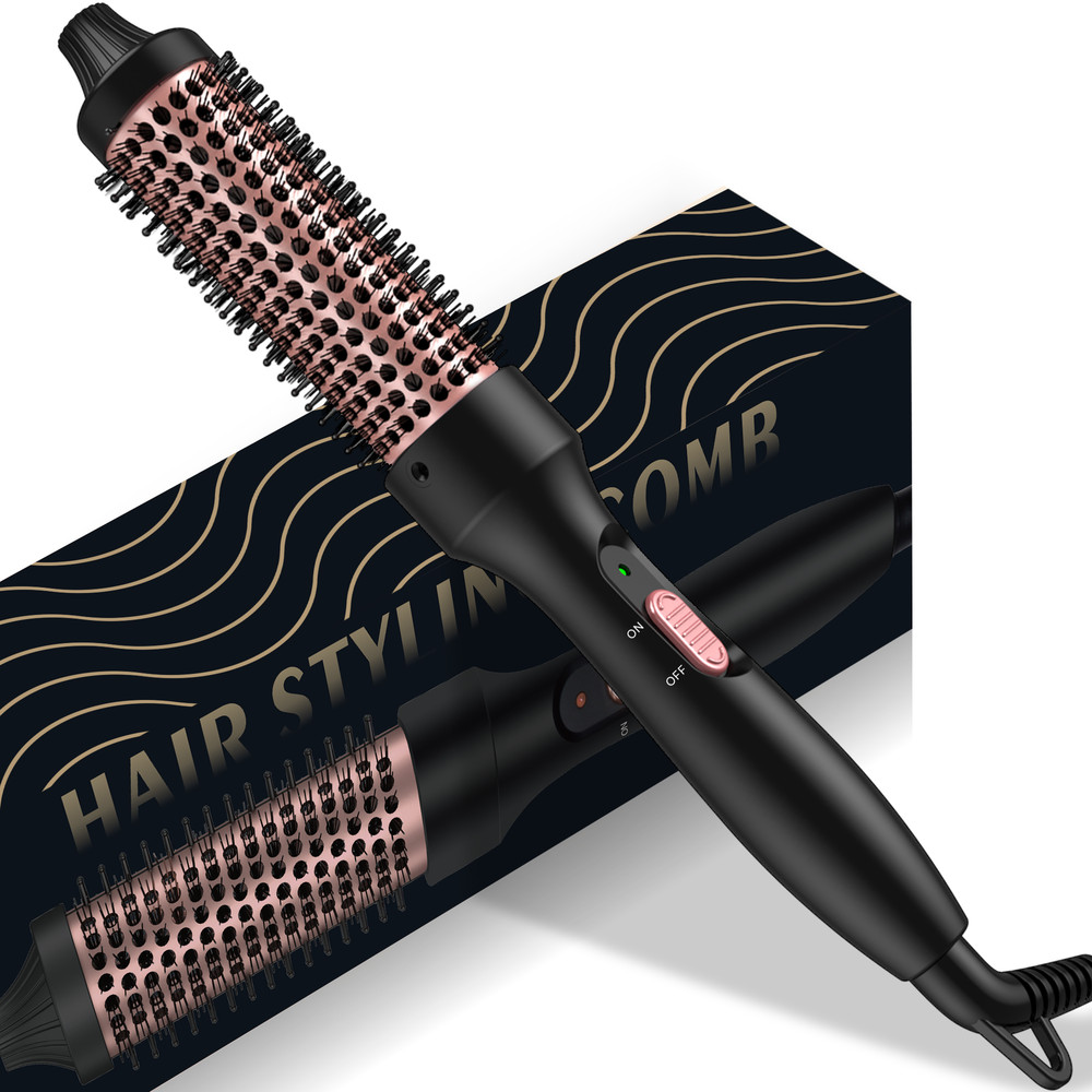 Hot Air Thermal Brush Hair Volumizer, 32mm Curling Iron, Straightener and Styling Brush for Salon Blowout