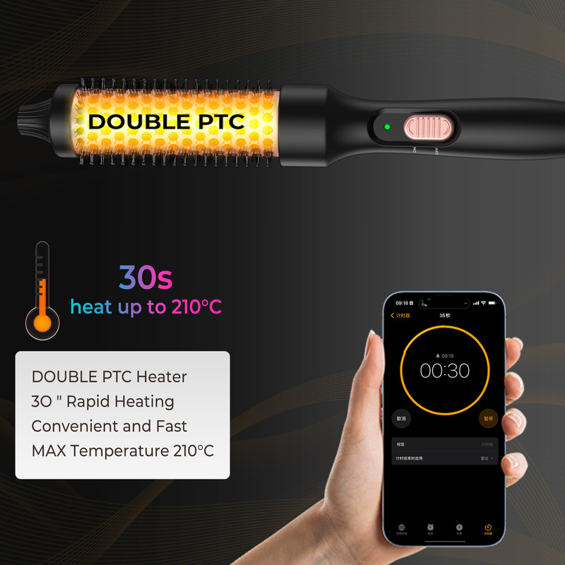 Hot Air Thermal Brush Hair Volumizer, 32mm Curling Iron, Straightener and Styling Brush for Salon Blowout