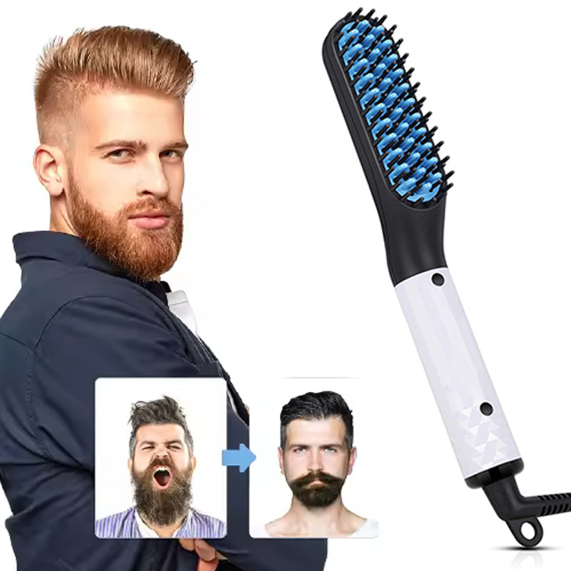 Portable 2 in 1 Hair Straightener Brush for Men, Beard Straightener, Hot Selling Salon Styling Tool for Daily Grooming