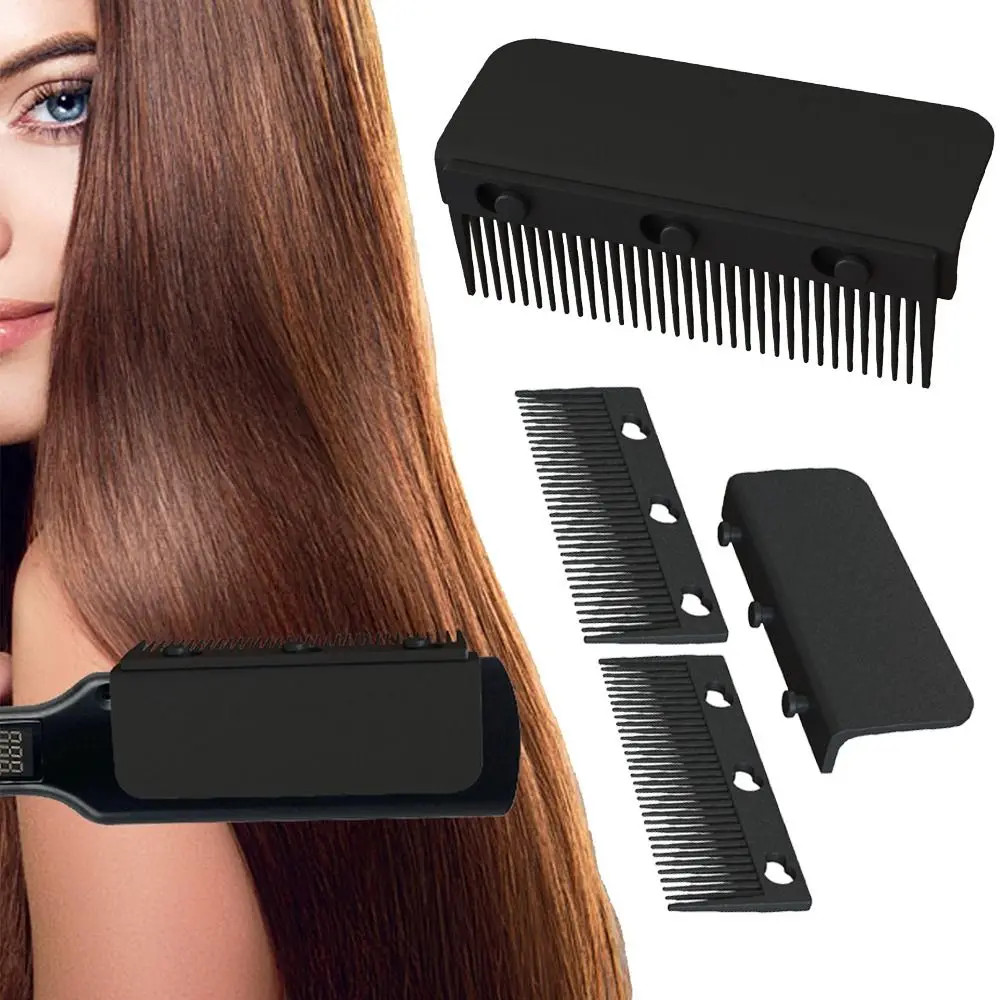 Hair Straightener Comb Flat Iron Comb Attachment, Clip On Grip Comb, Washable Reusable Styling Tool for Smooth Hair