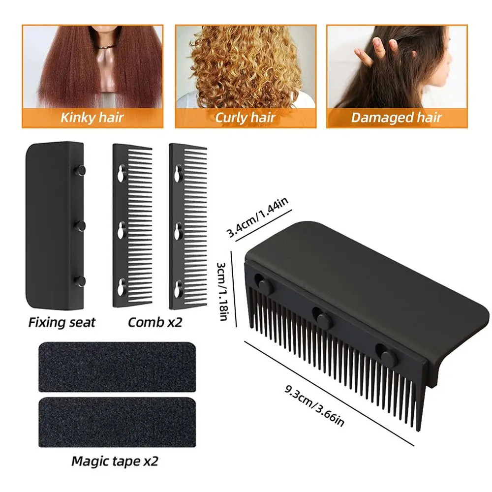 Hair Straightener Comb Flat Iron Comb Attachment, Clip On Grip Comb, Washable Reusable Styling Tool for Smooth Hair