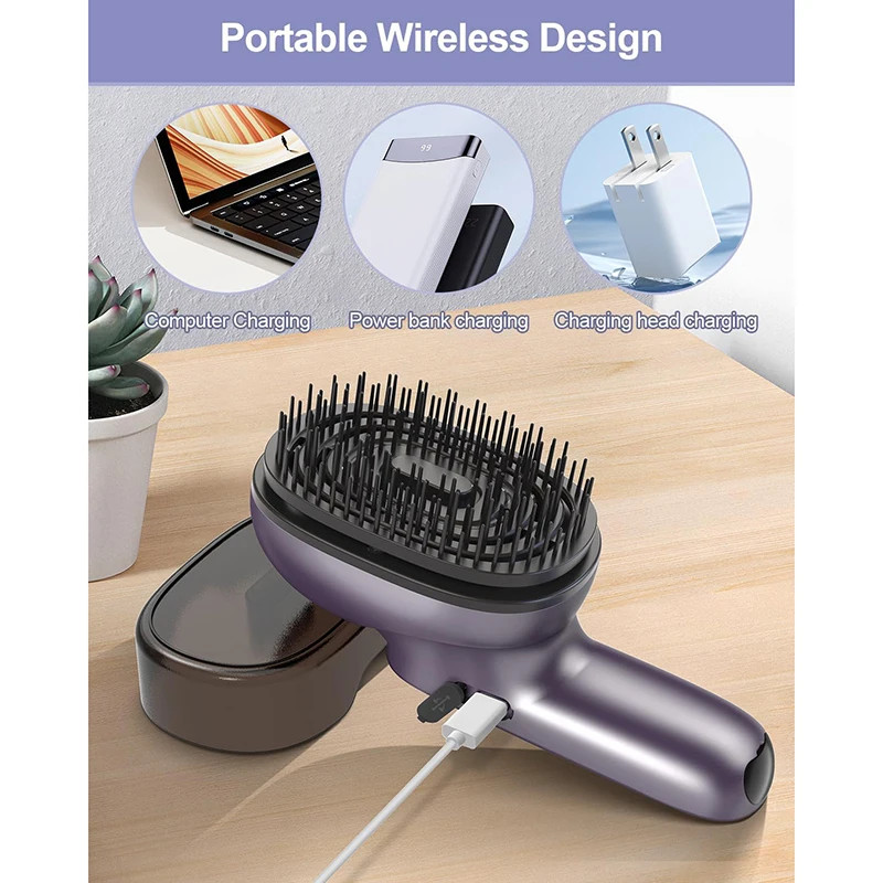 Portable Electric Scalp Massager Comb, Detachable Head Massage Brush, Essential Oil Atomizing Function