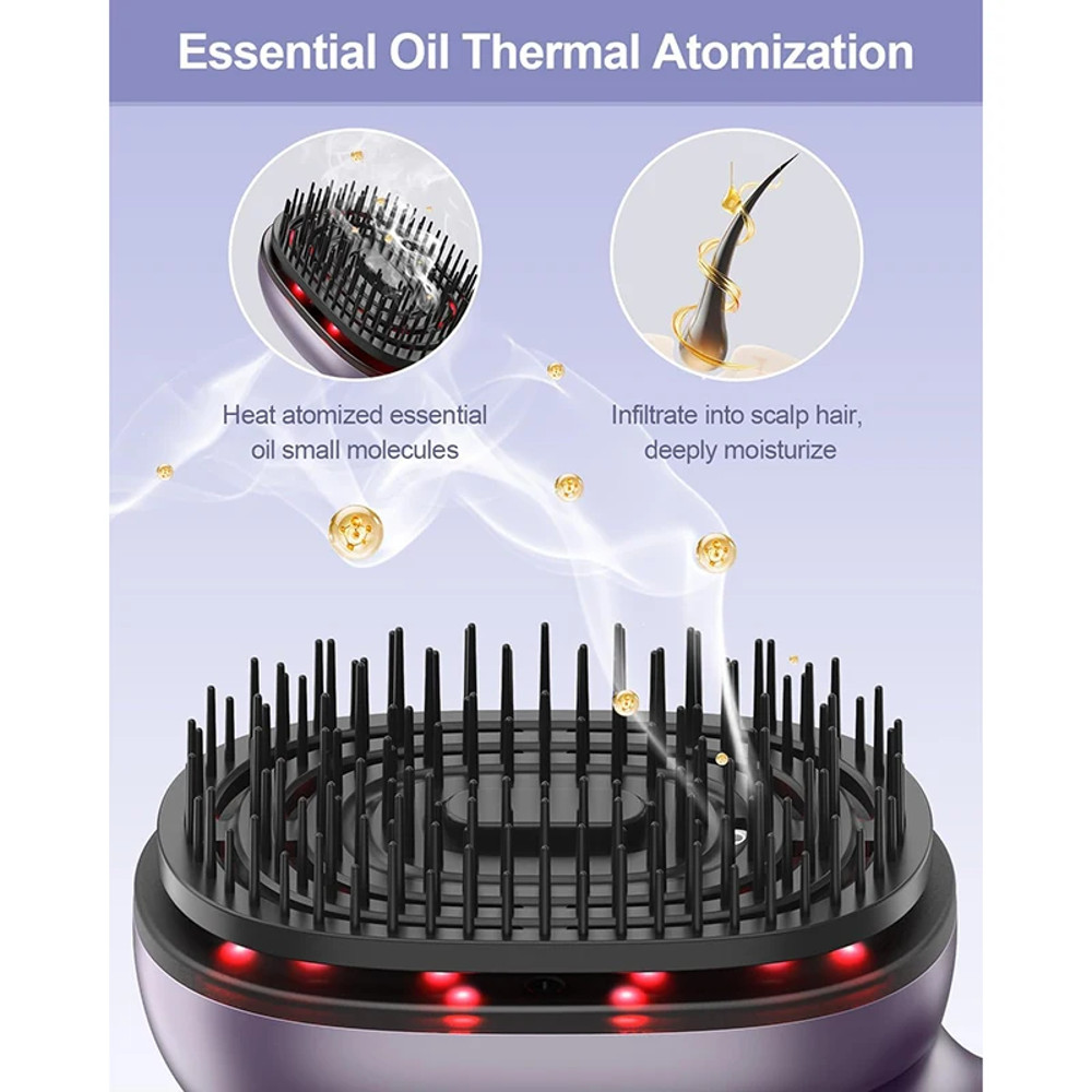 Portable Electric Scalp Massager Comb, Detachable Head Massage Brush, Essential Oil Atomizing Function
