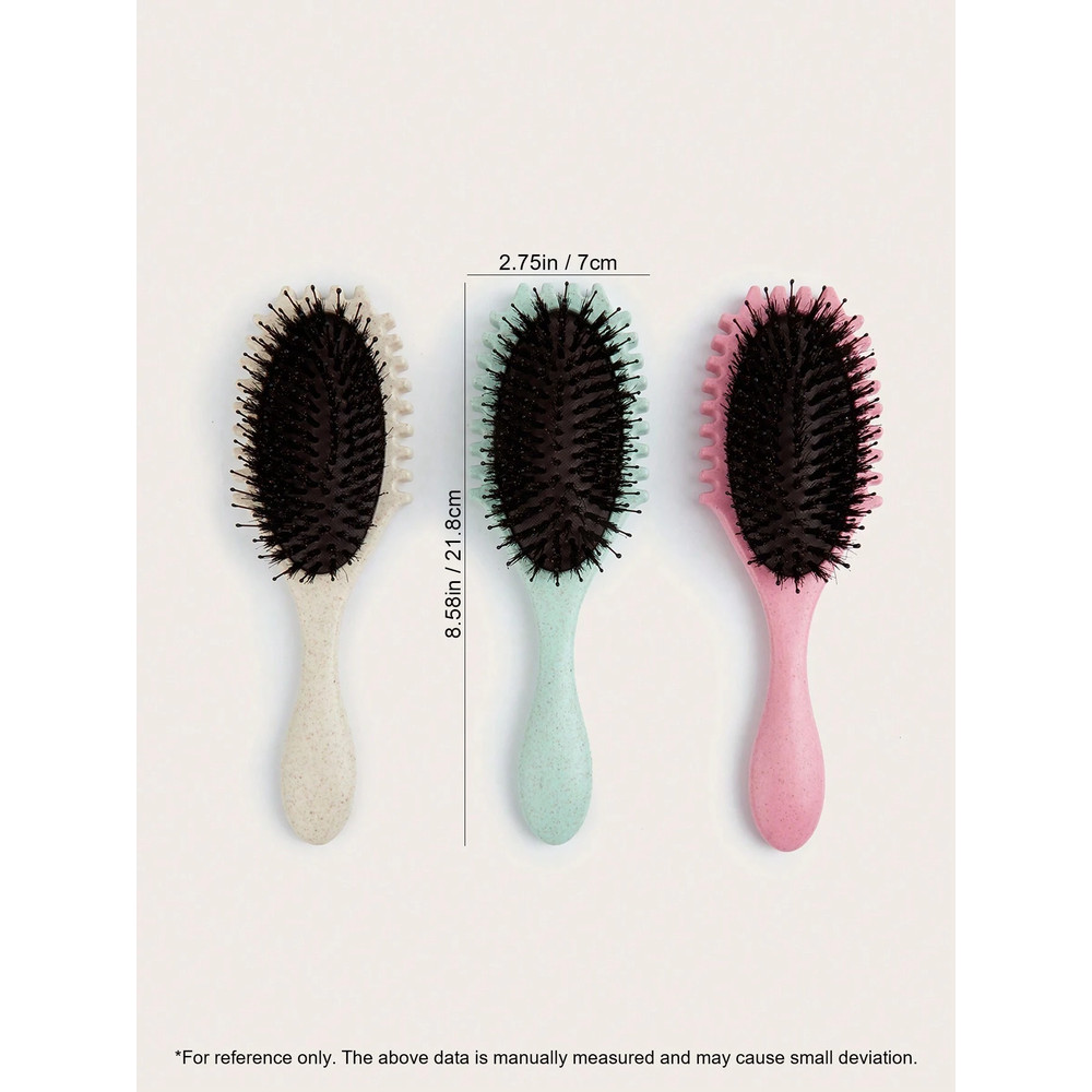 Oval Air Cushion Comb With Handle, Wheat Straw Styling Brush, Detangling Hair Brush for Professional Use