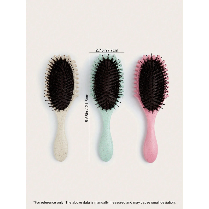 Oval Air Cushion Comb With Handle, Wheat Straw Styling Brush, Detangling Hair Brush for Professional Use
