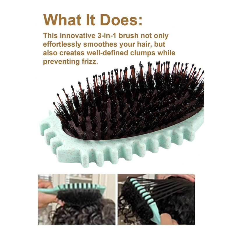 Oval Air Cushion Comb With Handle, Wheat Straw Styling Brush, Detangling Hair Brush for Professional Use