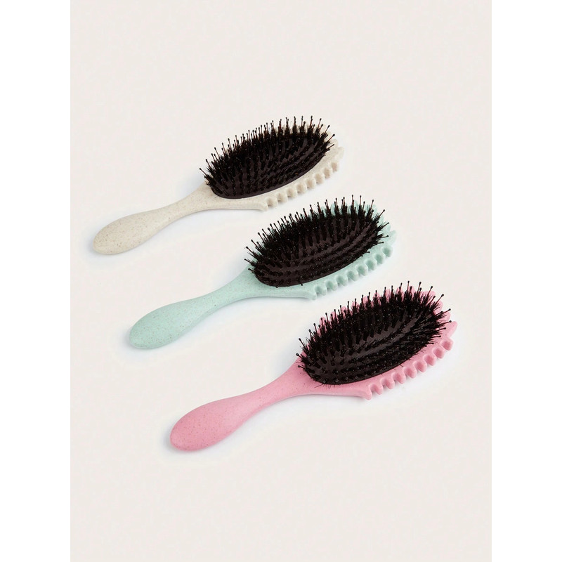 Oval Air Cushion Comb With Handle, Wheat Straw Styling Brush, Detangling Hair Brush for Professional Use