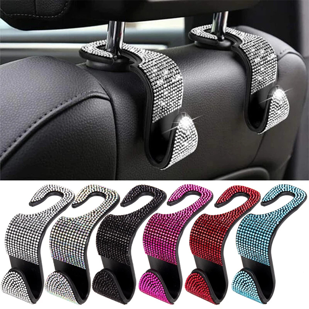 Car Seat Back Hook With Rhinestones Multifunction Headrest Storage Holder Hanging Organizer For Aut 0