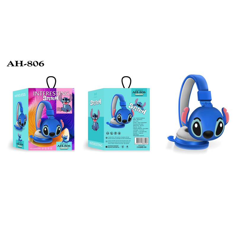 Disney Stitch Wireless Bluetooth Headphones, Foldable Stereo Headsets with Mic, Anime Cartoon Kids Gift
