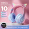 Wireless Cat Ear Headphones Bluetooth RGB Glow, Gaming Headset with Cable, Original Earphones for Smartphone PC Sport