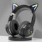 Wireless Cat Ear Headphones Bluetooth RGB Glow, Gaming Headset with Cable, Original Earphones for Smartphone PC Sport