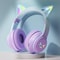 Wireless Cat Ear Headphones Bluetooth RGB Glow, Gaming Headset with Cable, Original Earphones for Smartphone PC Sport