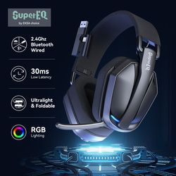supereq g19bt wireless gaming headphones, ultra-light bluetooth 5.4 headset, mic for pc ps5 xbox eksa choice