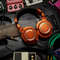 Professional M50X HIFI Audio Headphones, Fully Enclosed Foldable Earphones, Orange Gaming Music Headset