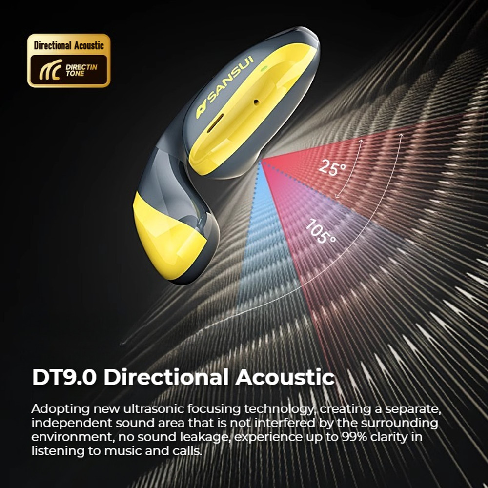 T19 Bluetooth Headphones, Spatial Audio Earphones, Deep Bass Open Ear Sports Earbuds, Waterproof IPX6 OWS