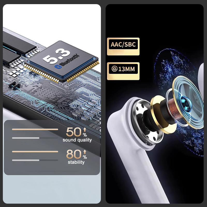 XIAOMI Wireless Earphones TWS 5.3, Bluetooth Stereo Earbuds, Hifi Headphones with HD Microphone for Android iPhone