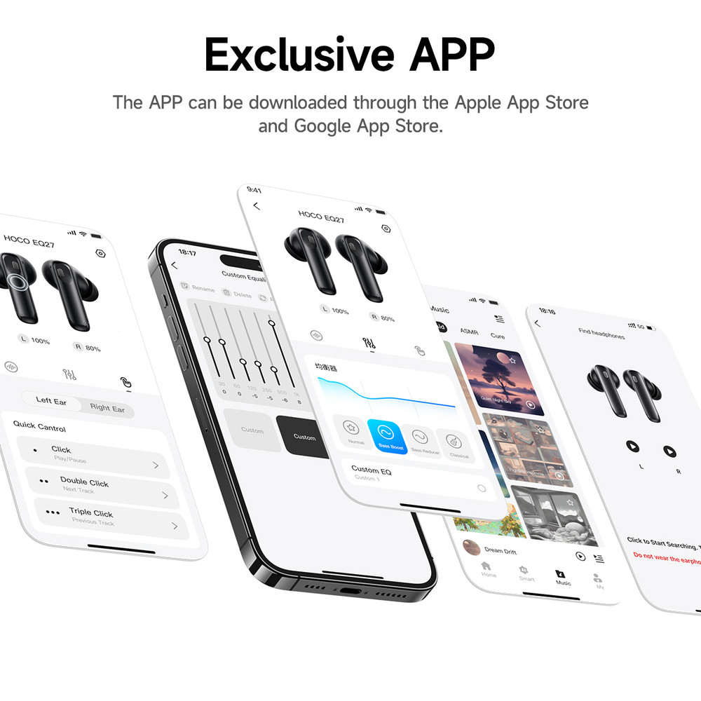 HOCO Bluetooth Earphones with Smart AI Translation, ANC ENC Sports Headphones, HiFi Earbuds with APP Charging Case