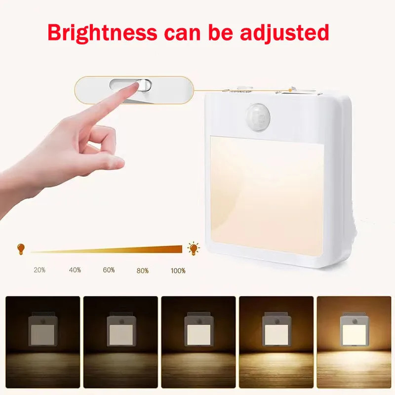 Dimmable Motion Sensor LED Night Lights EU Plug Wireless Cabinet Light For Baby Room Bedside Corrid 4
