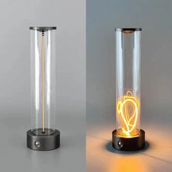 minimalist magnetic lamp, touch control cordless desk lamp with usb rechargeable battery, 3-color ambient light