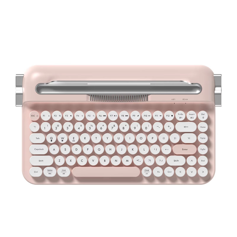 Wireless Keyboard, Retro Typewriter Style, Bluetooth 82-Key with Integrated Stand for iPad
