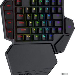 redragon k585 pro one handed wireless gaming keyboard, 42 keys, 3 mode rgb, 7 macro keys, wrist support