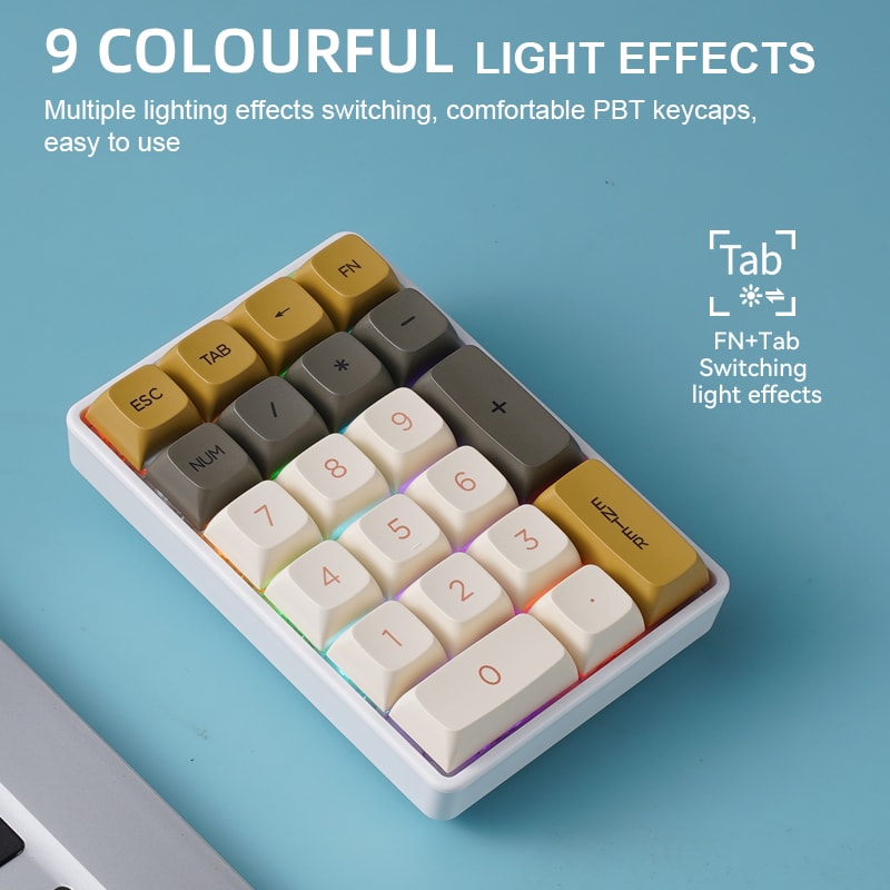 Wireless Numeric Keypad, Tri-mode Bluetooth, Mechanical Hot-Swap 21-Key Mini Keypad for Finance Users