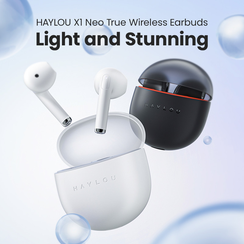 HAYLOU Neo TWS Bluetooth Earphones, Lightweight Wireless Earbuds, Low Latency, 20H Battery Life