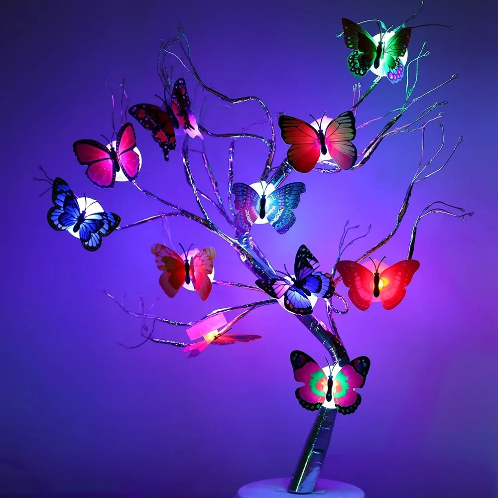 10pcs 3D LED Butterfly Night Light Stickers, Single, Double Wall Lights for Garden, Backyard, Lawn, Party, Festive Decor