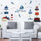 Sea Sailboat Lighthouse Wall Stickers, Large Removable Mural Decals for Bedroom, Living Room, TV & Sofa Background Decor