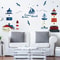 Sea Sailboat Lighthouse Wall Stickers, Large Removable Mural Decals for Bedroom, Living Room, TV & Sofa Background Decor