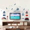 Sea Sailboat Lighthouse Wall Stickers, Large Removable Mural Decals for Bedroom, Living Room, TV & Sofa Background Decor